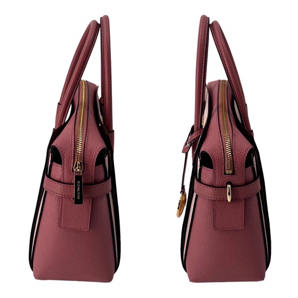 Michael Kors Mercer Belted MD Satchel Pink Blush Pebbled Leather Bag NWT - Picture 9 of 12